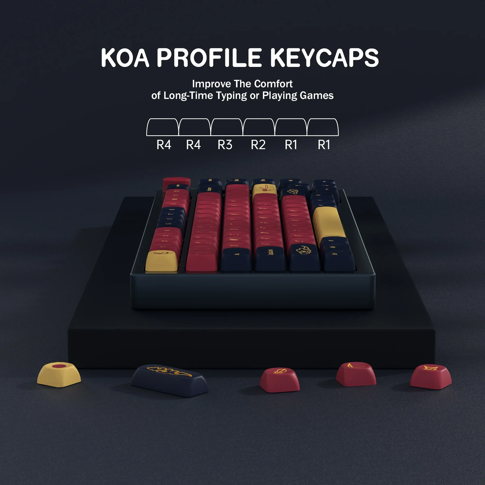 Teclado mecánico para juegos, teclas PBT, perfil KOA Samurai rojo, interruptores MX, aven68, mad 60he, ak820 pro, mad 68h, 131 teclas aula F87 F108 F99 Pro ACE60 ACE68 RAINY75 AK74 gx87 crush80 - imagen 4