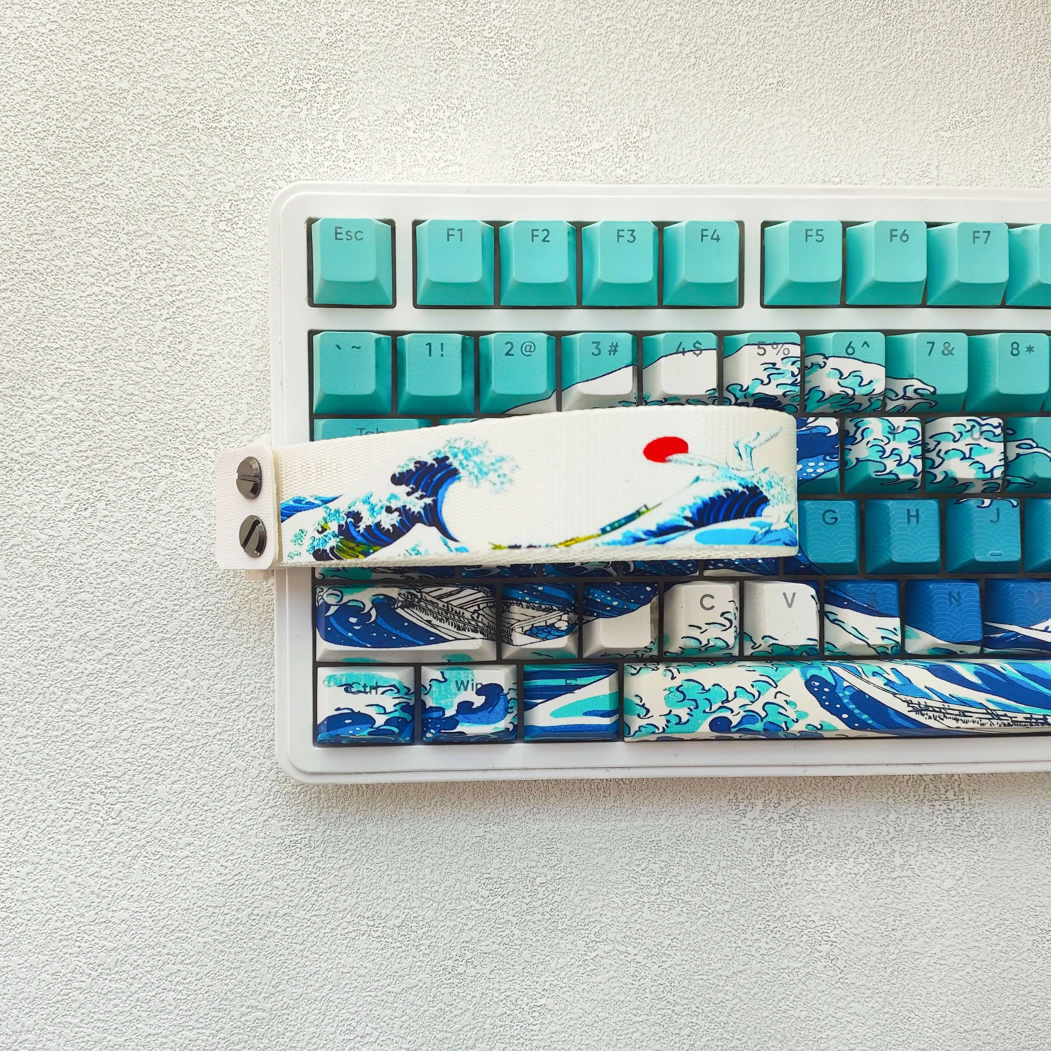 Accesorios para teclado Kanagawa, correa de cinta blanca Compatible con Wooting 60HE y ATK68, correa de nailon personalizada para teclado mecánico - imagen 5