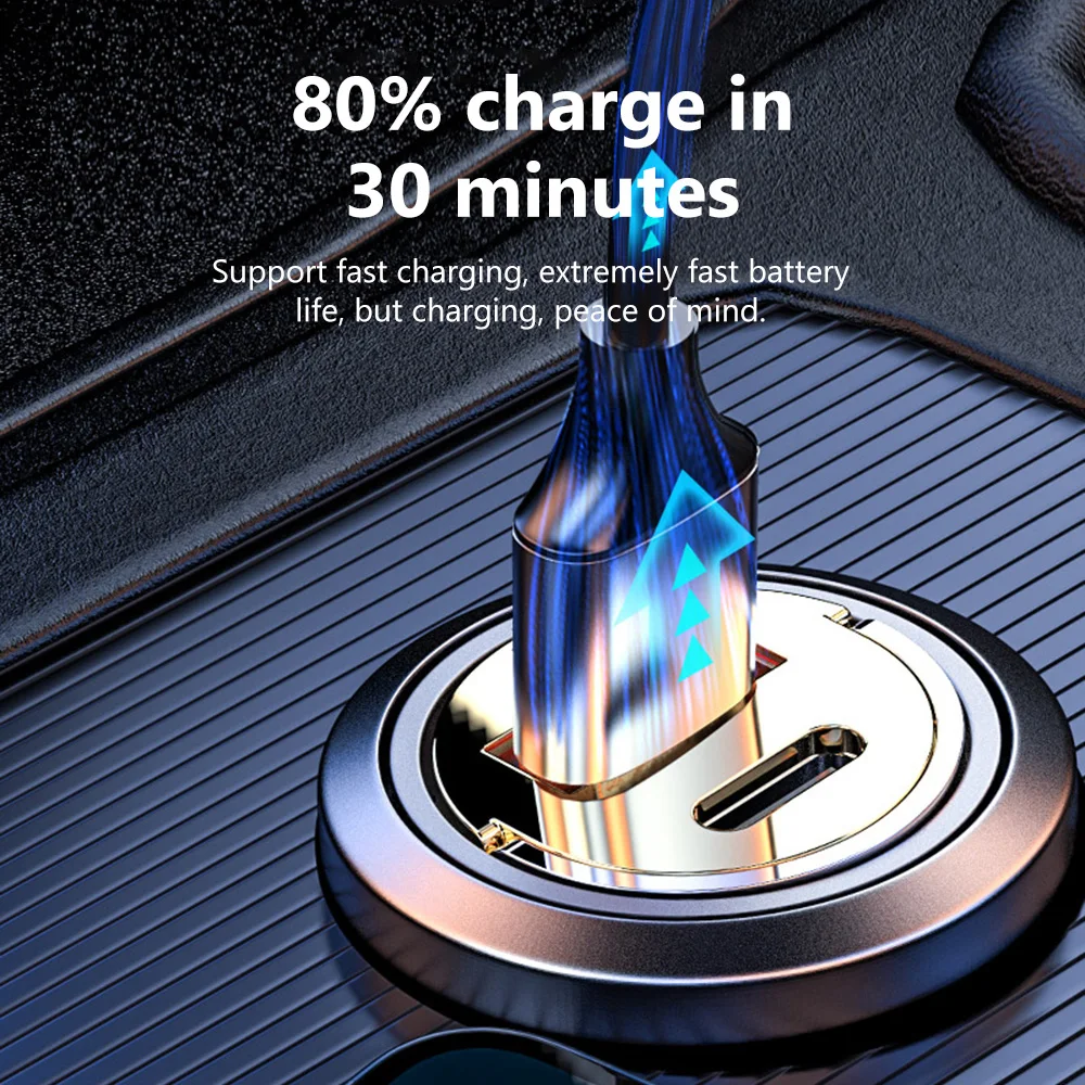 Olaf Mini 120W PD QC anillo de tracción carga rápida tipo C cargador de coche USB C adaptador de cargador de teléfono de coche para iPhone Xiaomi Samsung Huawei - imagen 4