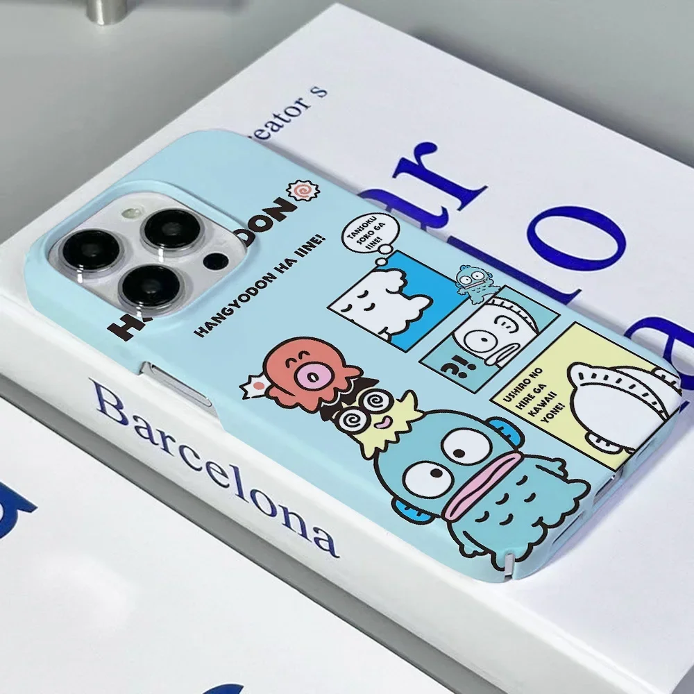 Bonita funda de teléfono Sanrio Hangyodon para IPhone 16 15 14 13 12 11 Pro Max XS XR XSMax 6 7 8 Plus, funda dura HD brillante para PC - imagen 5