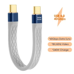 Cable de datos USB4 40Gbps USB C Thunderbolt 4 a tipo C PD 240W 8K @ 60Hz FPC Cable corto para iPhone 16 Pro Max HDD eGPU banco de energía
