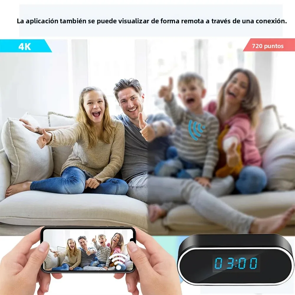 Mini cámara de visión nocturna HD4K mejorada de alta gama, compatible con detección móvil, visualización remota inalámbrica, minicámara con reloj WiFi - imagen 4