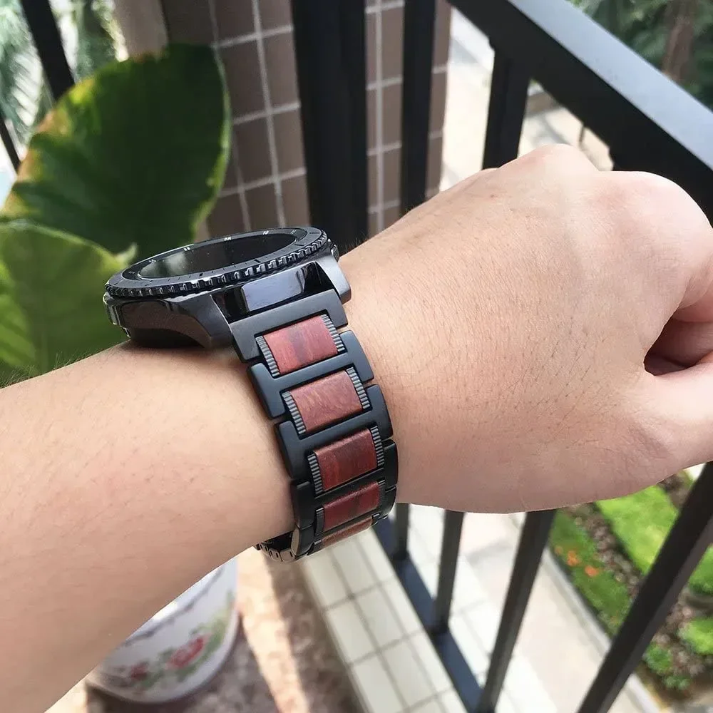 Correa de reloj de 22mm de acero inoxidable + madera para OnePlus Watch 3/2/2R/OnePlus, correa de 46mm para OPPO Watch X X2/OPPO Watch 4 Pro - imagen 5