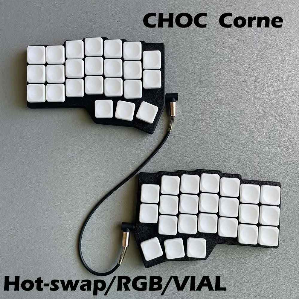 CHOC Corne Teclado mecánico dividido de perfil bajo con cable Hot-swap Kaih Chocalate V1/V2 interruptor con cable RGB VIAL programable - imagen 4