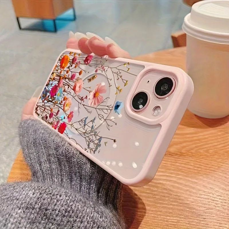 Funda de teléfono transparente y magnética con carga inalámbrica Floral colorida para iPhone 17 Pro Max 16 Plus 15 14 13 12 11 16E 17 Air 17 - imagen 2