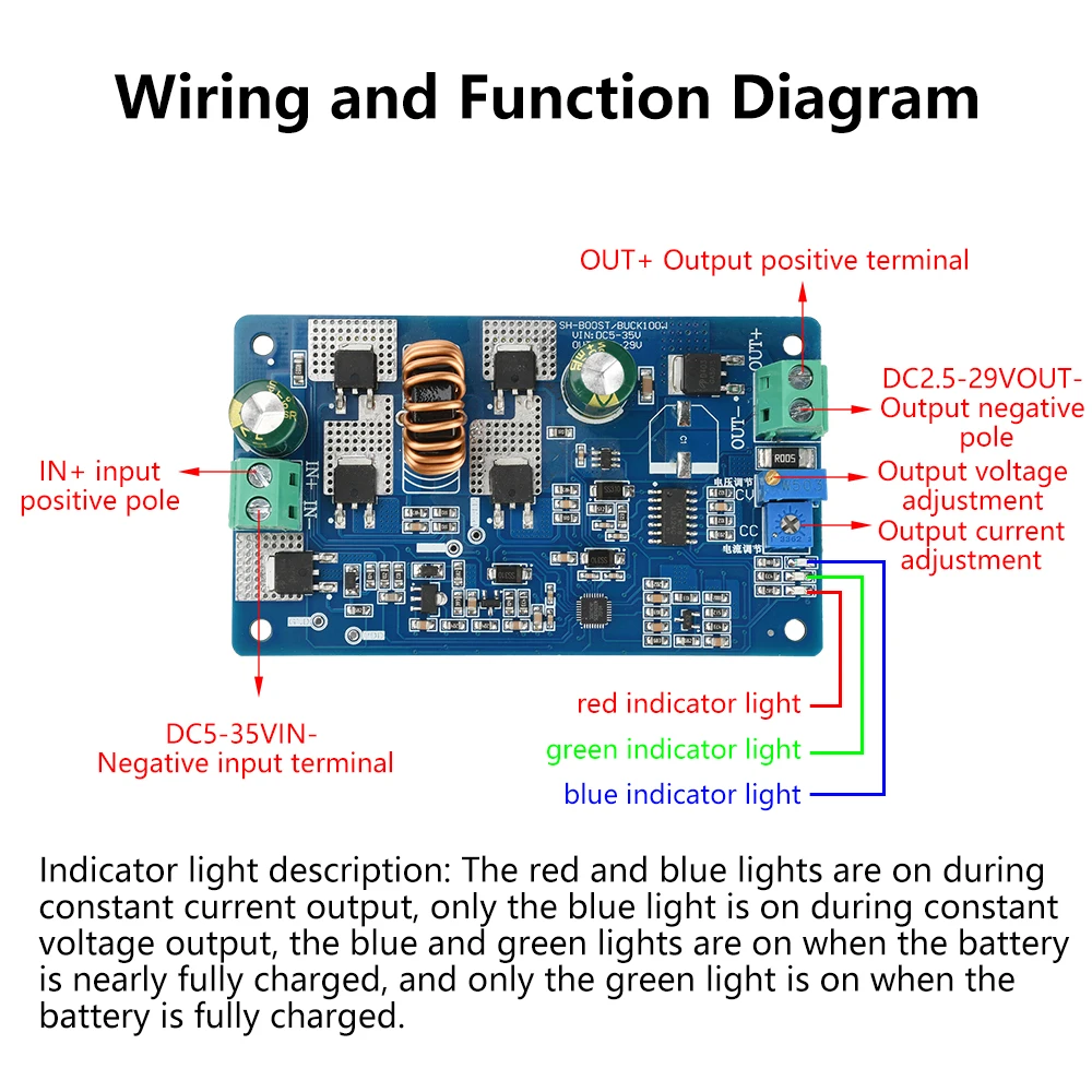 DC 5-35V 10A Auto Boost Buck alta potencia voltaje constante corriente constante carga de batería módulo controlador LED 90%-97% de eficiencia - imagen 4