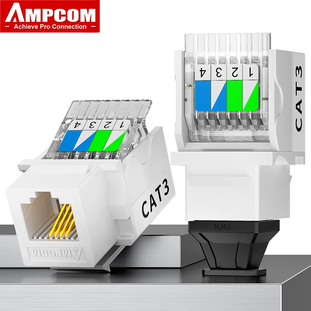 AMPCOM Módulo RJ11 CAT3 sin herramientas - Keystone Jack C26 - imagen 4