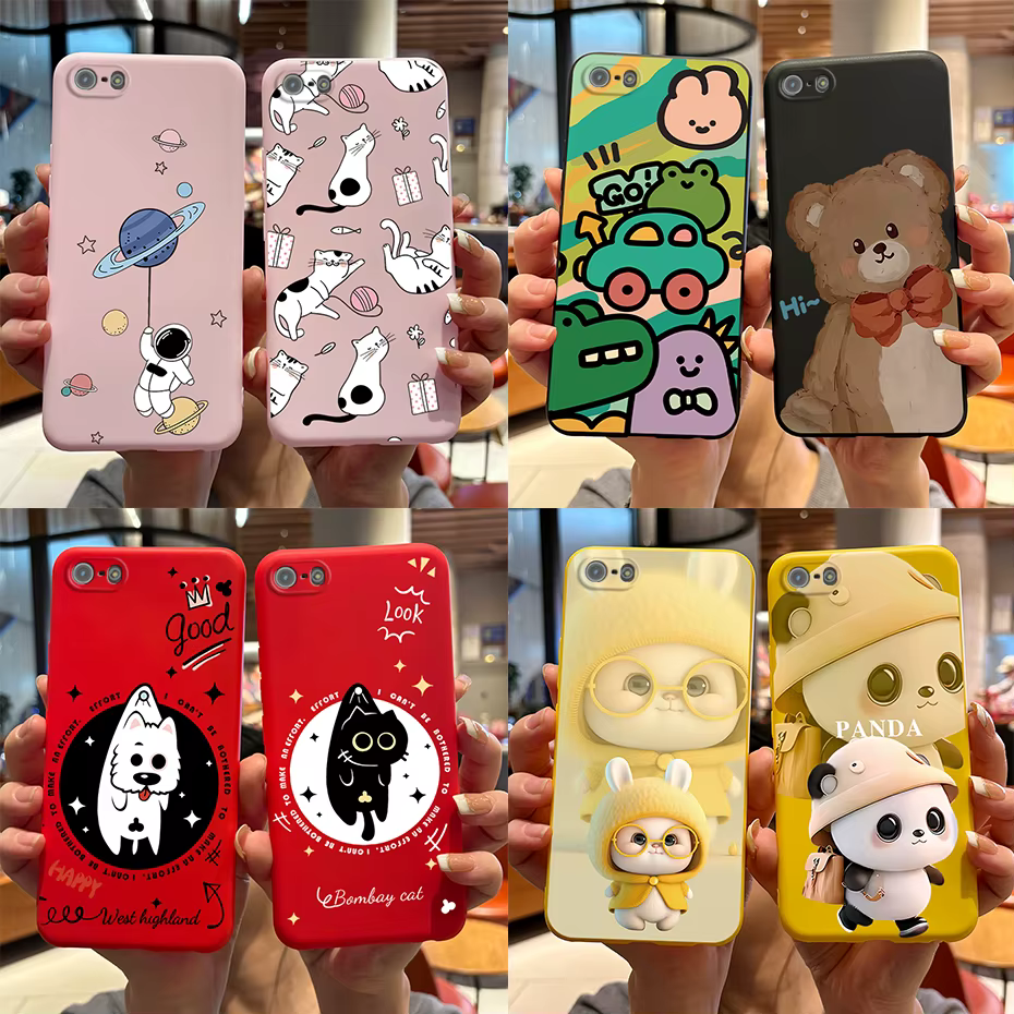 Apple iPhone SE (2020-2022) Funda Silicona Conejo y Panda
