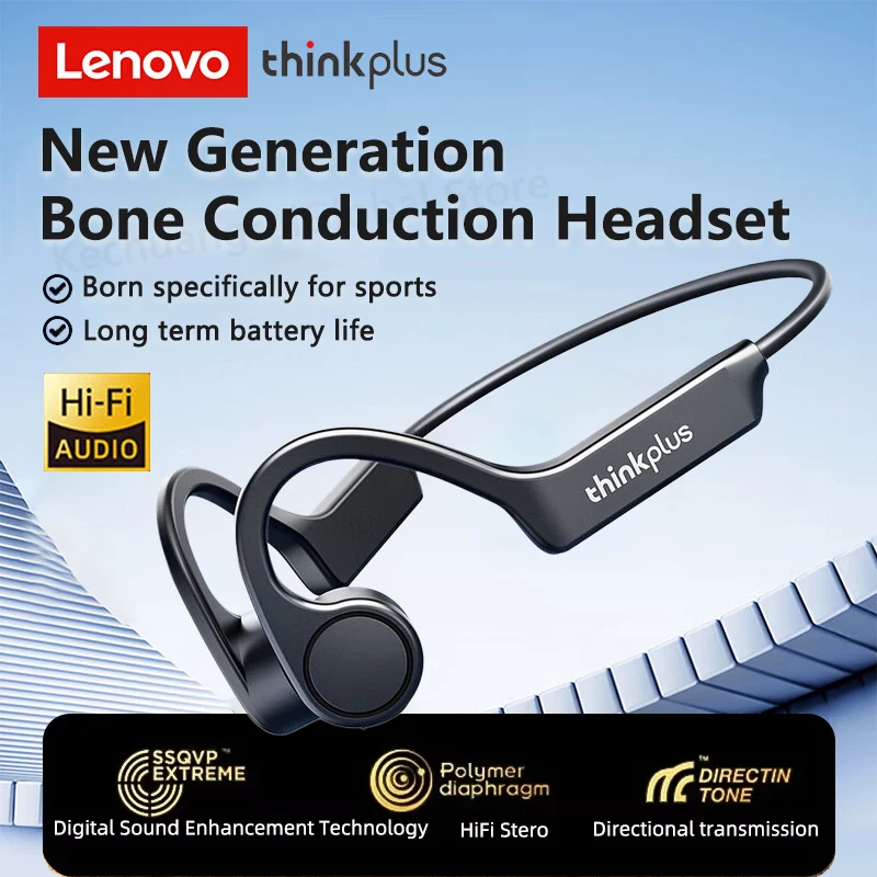 Lenovo-auriculares de conducción ósea con Bluetooth 5,3, inalámbricos deportivos, TWS, gancho para la oreja, resistentes al agua, para correr y conducir - imagen 2