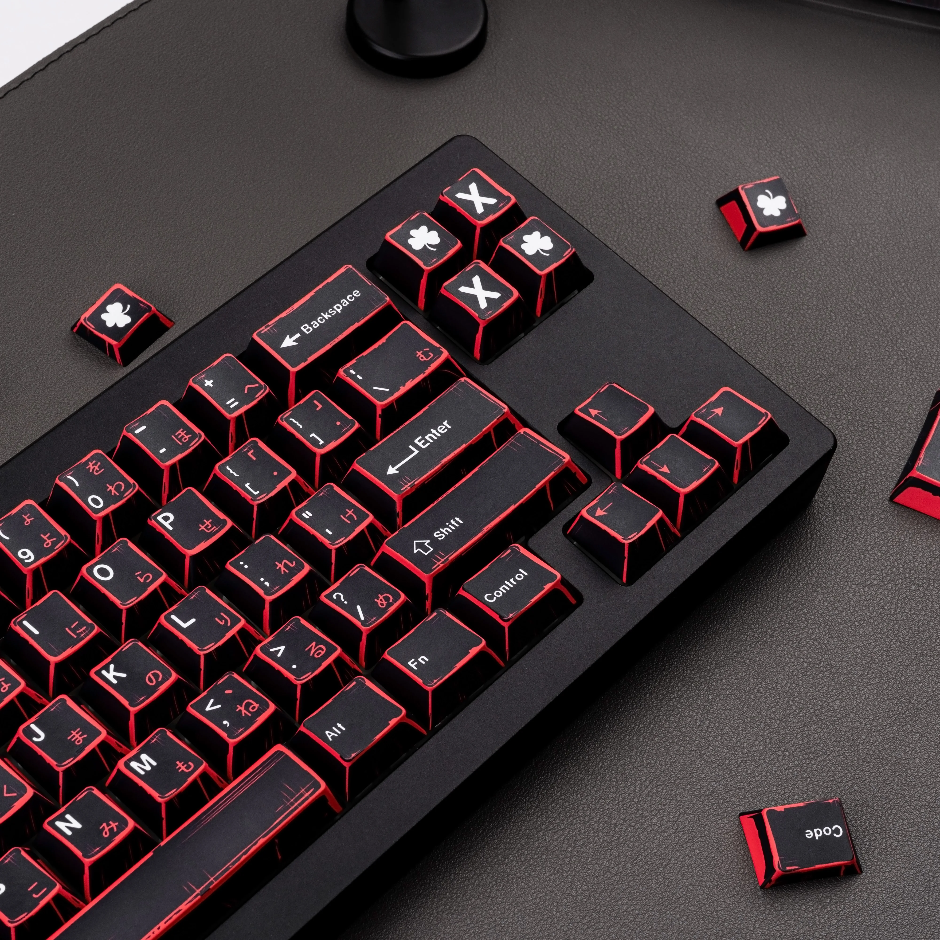 Teclas de Manga japonesa minimalistas, color negro y rojo, 136 teclas, PBT, sublimación de cinco lados, Chreey, para teclado mecánico Wooting - imagen 4