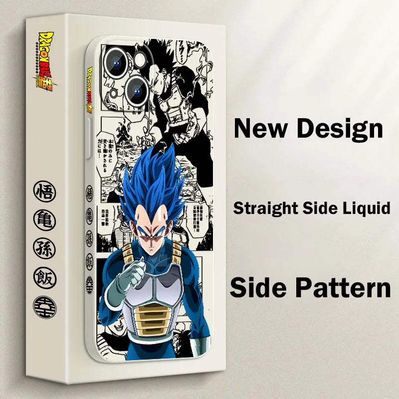 Anime d-dragon Ball Vegeta para Apple iPhone 17 16 15 14 13 12 11 Air Mini Plus Pro Max cubierta de la caja del teléfono de la cuerda izquierda líquida - imagen 3