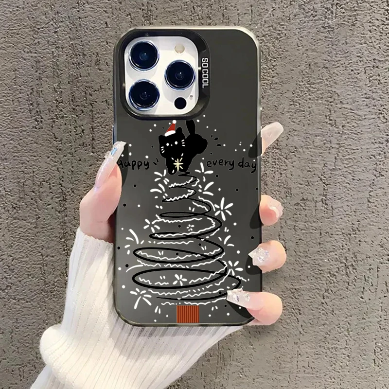 Funda de teléfono galvanizada de gato negro de Navidad para Samsung Galaxy S25 Ultra S24 Plus S23 FE S22 S21 A06 A16 A23 A26 A34 A55 - imagen 3