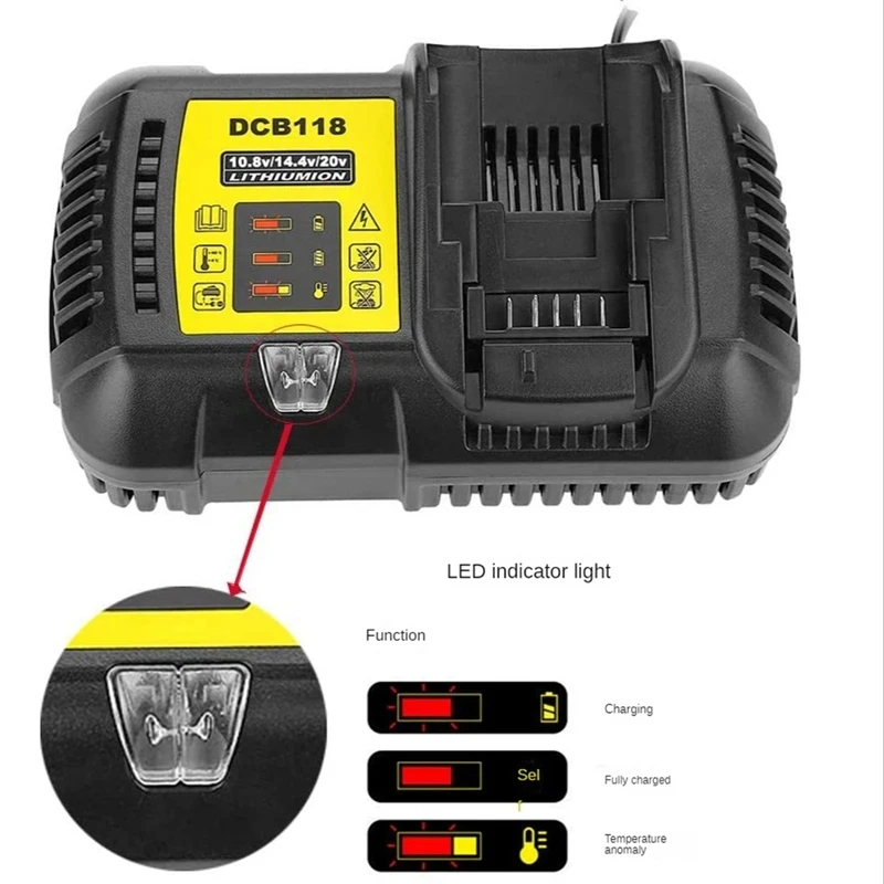 Cargador de batería DCB118 3A 4.5A para batería Dewalt 10,8 V 12V 14,4 V 18V 20V DCB200 DCB101 DCB115 DCB107 DCB105 DCB140 y DCB112 - imagen 4