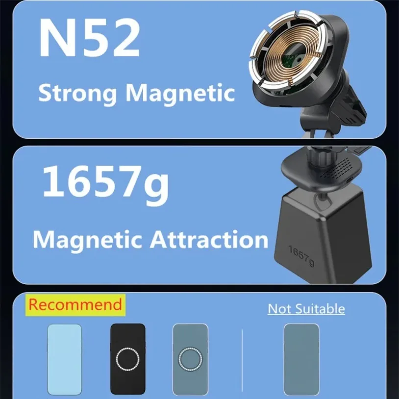 Soporte magnético para cargador inalámbrico de coche, 30W, carga rápida, imán para salida de aire, soporte para teléfono de coche para iPhone 16-12 Pro Max Mini - imagen 4