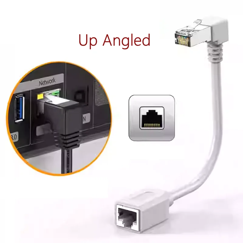 Adaptador de Cable de red de parche de extensión macho a hembra Ethernet LAN Cat6 RJ45 de 90 grados para PC portátil Gigabit Gamer Router Modem - imagen 5