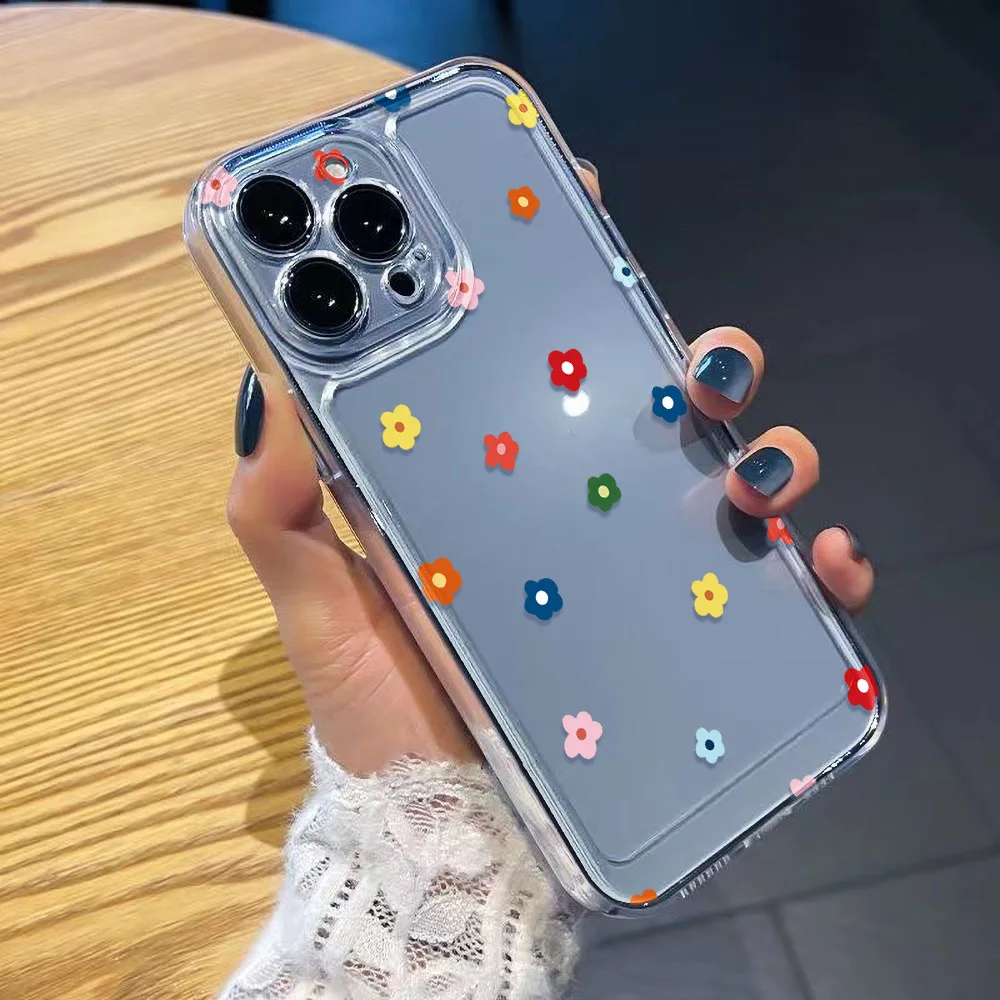 Funda de teléfono suave de TPU para iPhone 17 13 11 16 Pro Max 14 15 12 XR X Xs 7 8 Plus SE 16promax 17promax Funda de flores a prueba de golpes