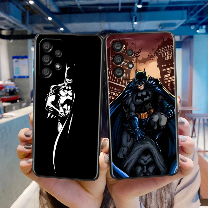 Superhéroe negro Batman para Samsung A55 A35 A25 A15 A14 A73 A53 A13 A05S A03S A02S A71 A52 A32 funda de teléfono suave negra - imagen 2