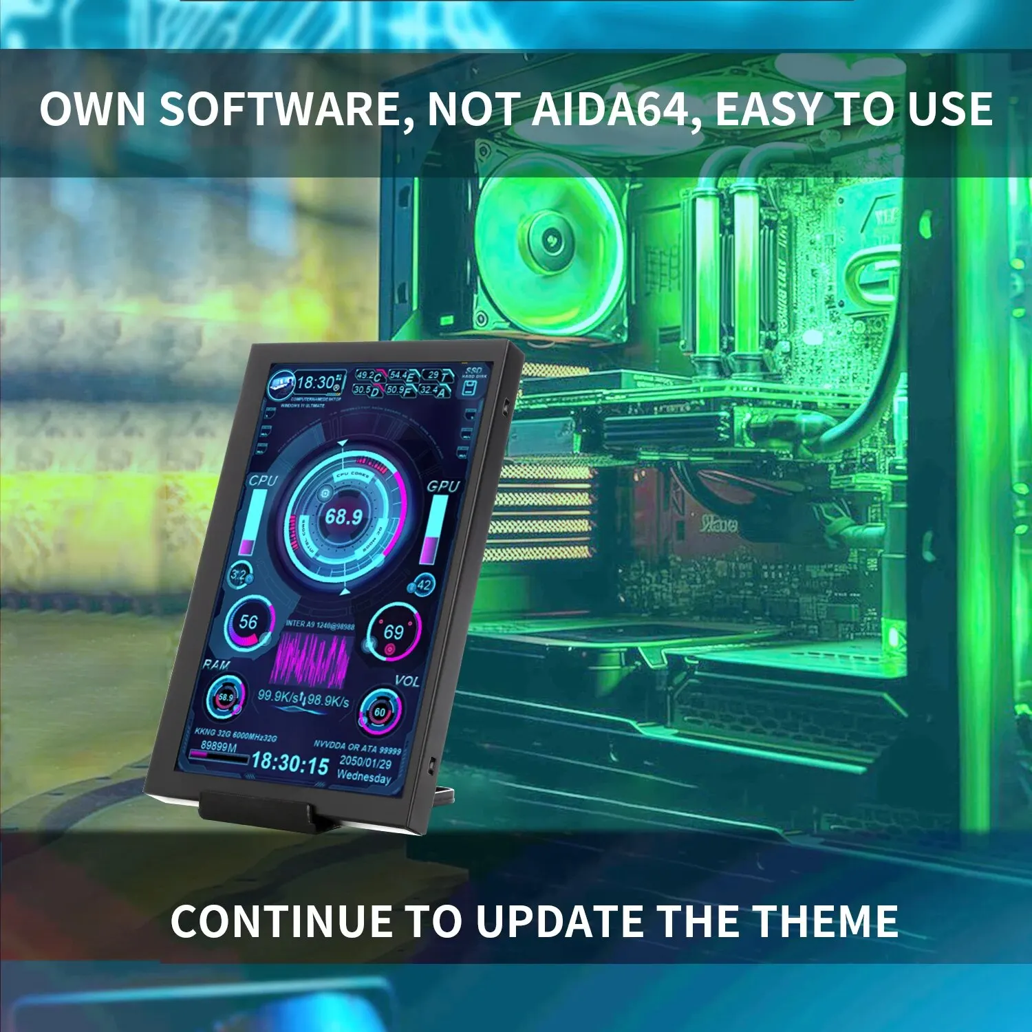 Nueva pantalla LCD IPS de 5 pulgadas USB TYPE-C pantalla secundaria ordenador CPU GPU RAM HDD Monitor no utiliza AIDA64 - imagen 5