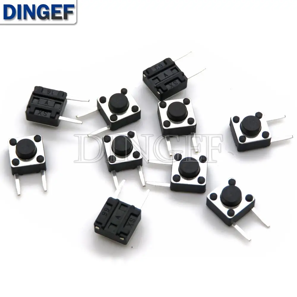 50 unids/lote 6x6x4,3/5/5,5/6/7/8/9mm negro 6x6 interruptor de botón táctil lateral 2 pines 6*6 * botón de microinterruptor de inserción lateral - imagen 4