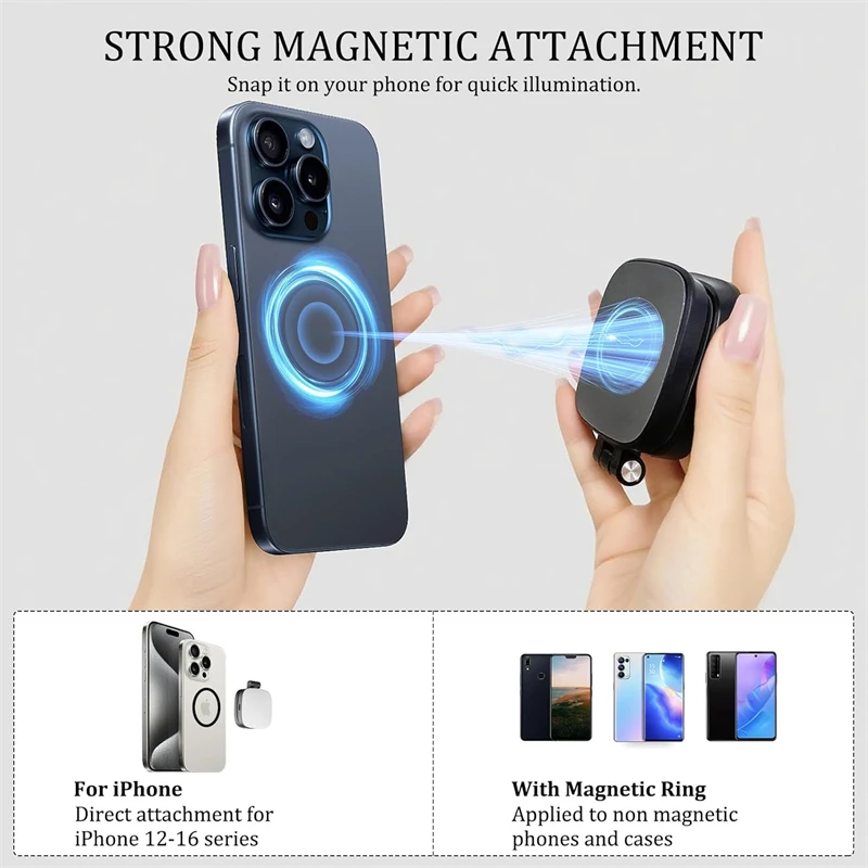 Luz magnética plegable para Selfie de teléfono con espejo para Magsafe IPhone 16 15, luz de relleno, luz Led, accesorios de fotografía y vídeo - imagen 2