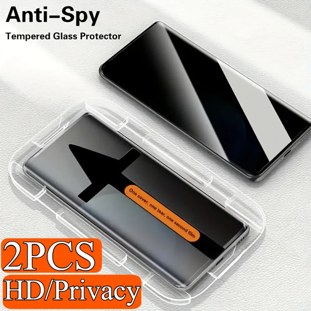 Película templada antiespionaje sin polvo, 2 uds., adecuada para S24 S25 Ultra, Protector de pantalla para Samsung S23 S22 S21 Plus S25Edge Glass