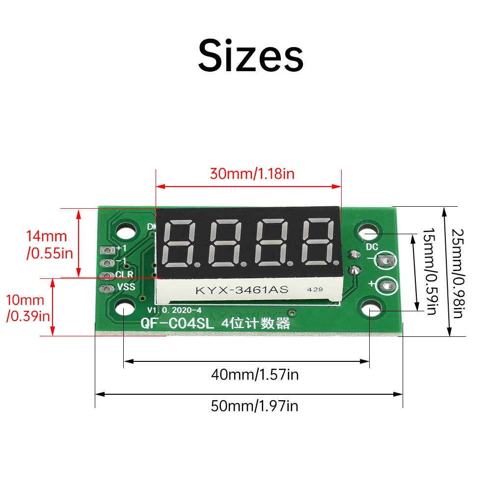 Módulo contador de tubo Digital de 4 dígitos DC4-25V de 0,36 pulgadas, interruptor de bajo nivel, módulo de conteo de cantidad, función de memoria de apagado - imagen 3