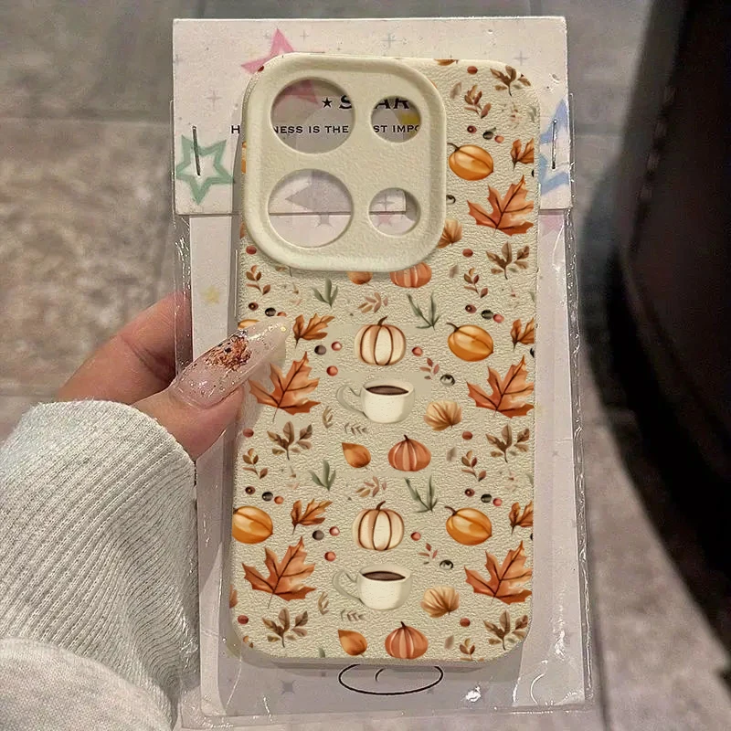 Funda de teléfono de TPU suave con diseño de ilustración de café y calabaza de otoño para Xiaomi 14T Pro 5G, funda trasera para Xiaomi 15 14T 14 13T 13 - imagen 2