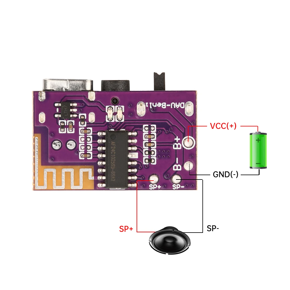 Módulo decodificador de audio Bluetooth de 5W, amplificador de audio mono DC 3,5 V-5V, compatible con emparejamiento TWS, interfaz tipo C, decodificador de audio - imagen 2