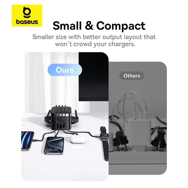 Baseus-cargador de 30W, regleta de alimentación rápida, salida de 4000W 3AC, estación de carga de escritorio, protección contra sobretensiones para tableta, iPhone, Samsung, Xiaomi - imagen 5