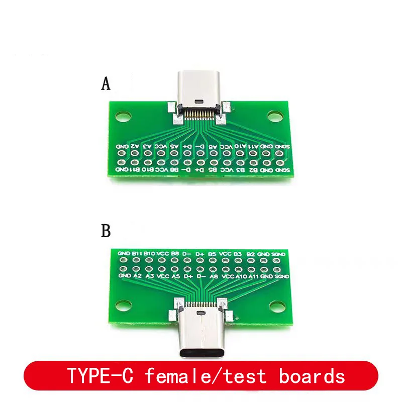 Placa de prueba de cabezal macho y hembra de TYPE-C, pin de fila de inserción positiva y negativa de doble cara, adaptador USB 3,1 macho a hembra, 24P - imagen 4