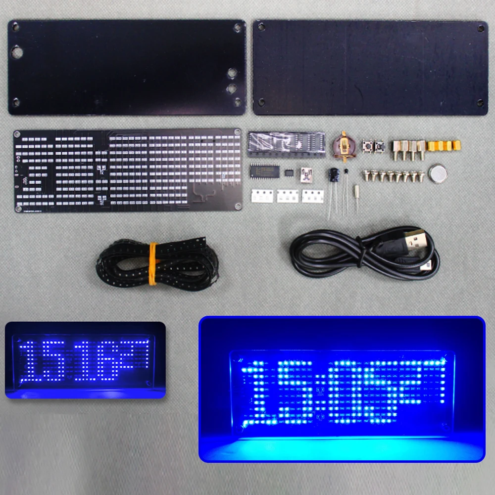 Kit de reloj de matriz de puntos LED DIY, reloj electrónico Digital, componentes de fabricación de proyectos de práctica de soldadura con Cable de alimentación USB - imagen 5