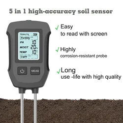 Medidor de Plantas pH, Humedad, Luz, Temperatura y Fertilidad