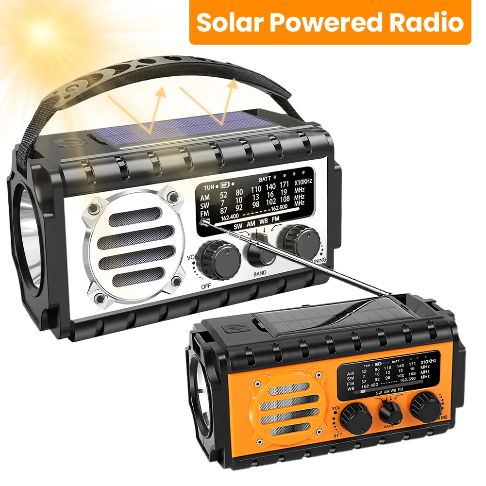 Radio de manivela de emergencia 20000mAh SW/AM/FM Radio de supervivencia Radio meteorológica portátil Radio solar para acampar al aire libre y emergencias - imagen 2