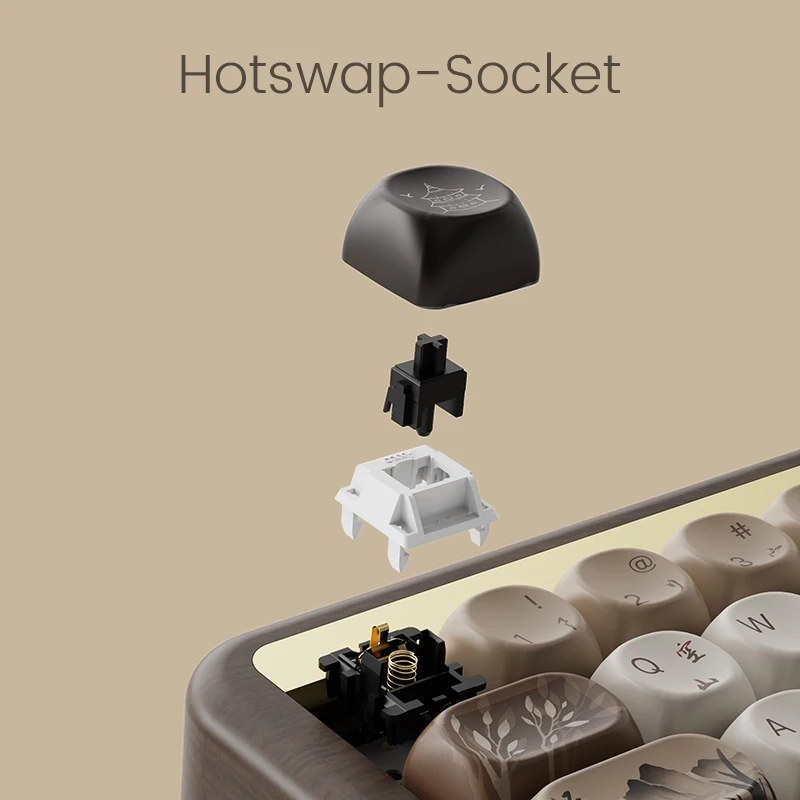 Akko MU01 Mountain Seclusion Teclado mecánico de madera RGB intercambiable en caliente BT 5,0/2,4G teclado inalámbrico y tipo C para juegos por cable - imagen 5