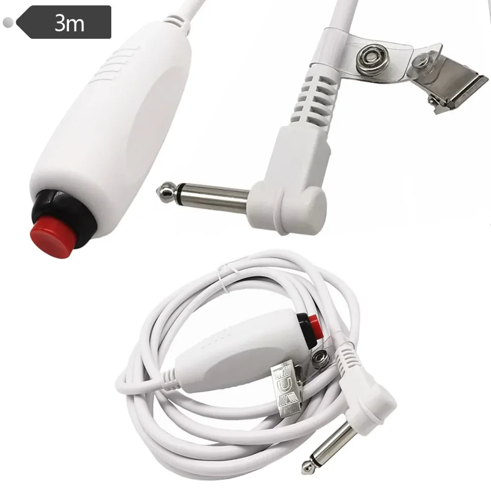 Cable de botón pulsador de 10 pies para estación de enfermera, cable de llamada de enfermera, Cable de enchufe de teléfono de 6,35mm y 1/4 "con Clip para sábanas de cama de 3m - imagen 2