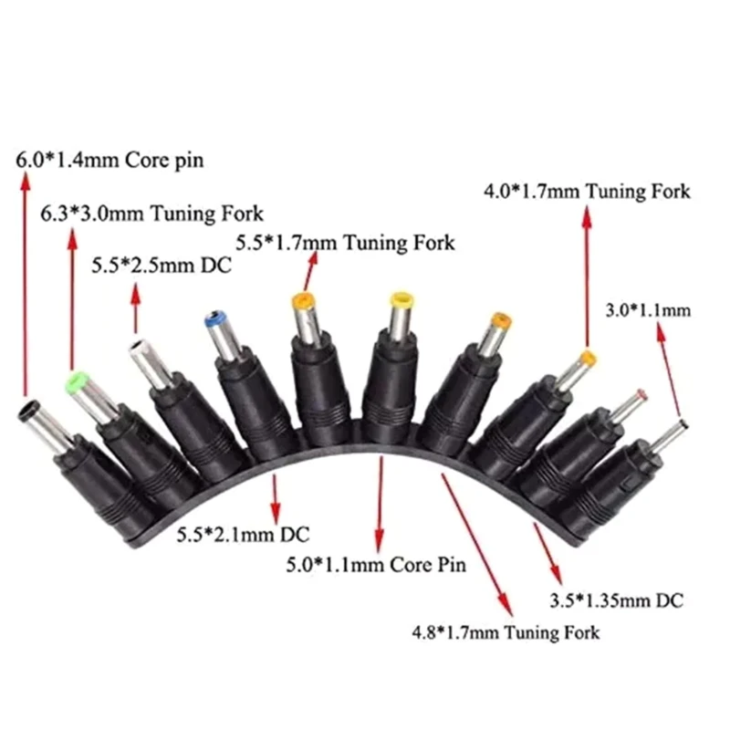 Adaptador de corriente Universal, puntas de conector para Lenovo Thinkpad, juegos de fuente de alimentación de ordenador portátil, juegos de enchufes, 5,5mm x 2,1mm, CC, CA, 34 Uds. - imagen 5