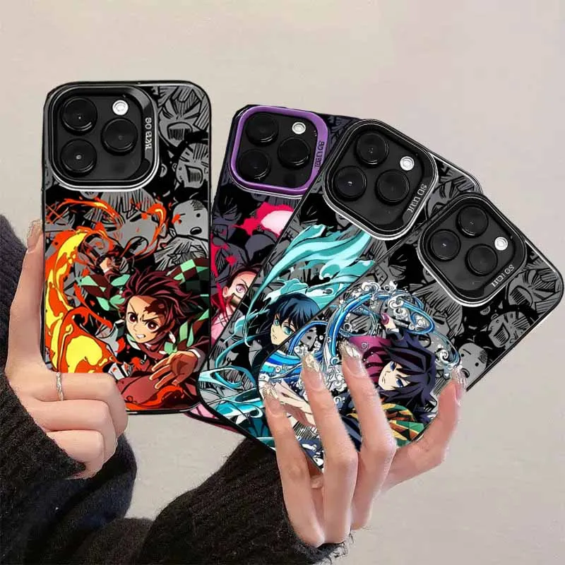 Funda de Anime Demon Slayer Tanjiroe Giyu Tomioka para iPhone 17 Air 17 Pro 16 15 14 12 11 13 Pro Max Plus Mini 16E, funda IMD mate - imagen 2