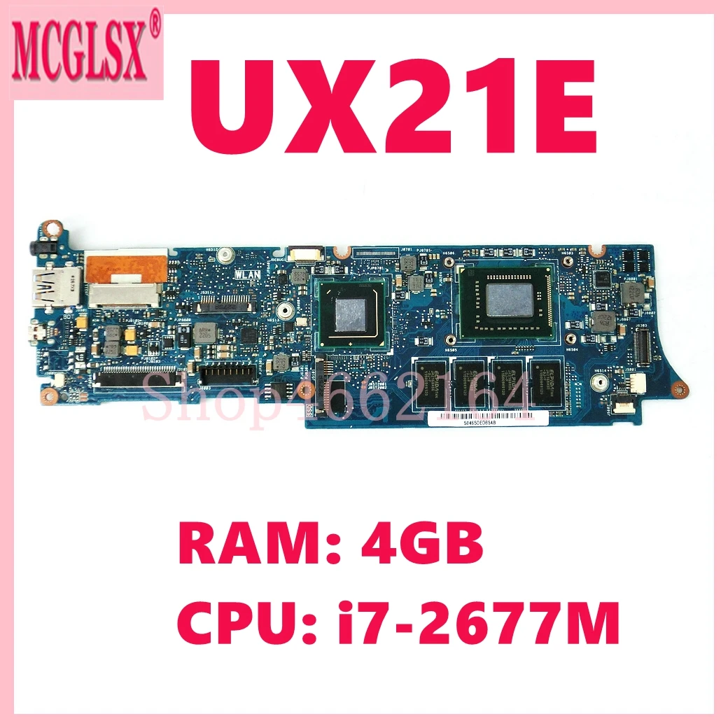 UX21E-placa base para portátil ASUS UX21 UX21E, con i7-2677M CPU, 4GB de RAM, REV 3,4, probado en funcionamiento al 100%