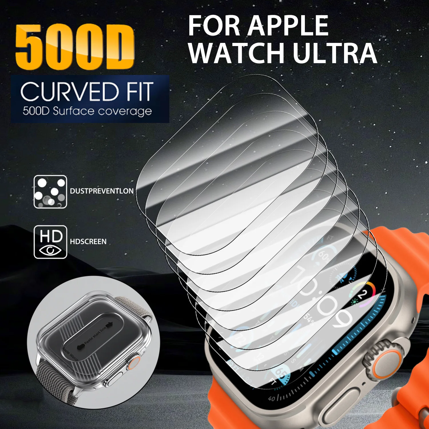 1-3 uds vidrio templado fácil instalación para Apple Watch Ultra Ultra2 Ultra3 49mm Protector de pantalla antiarañazos para iWatch Ultra