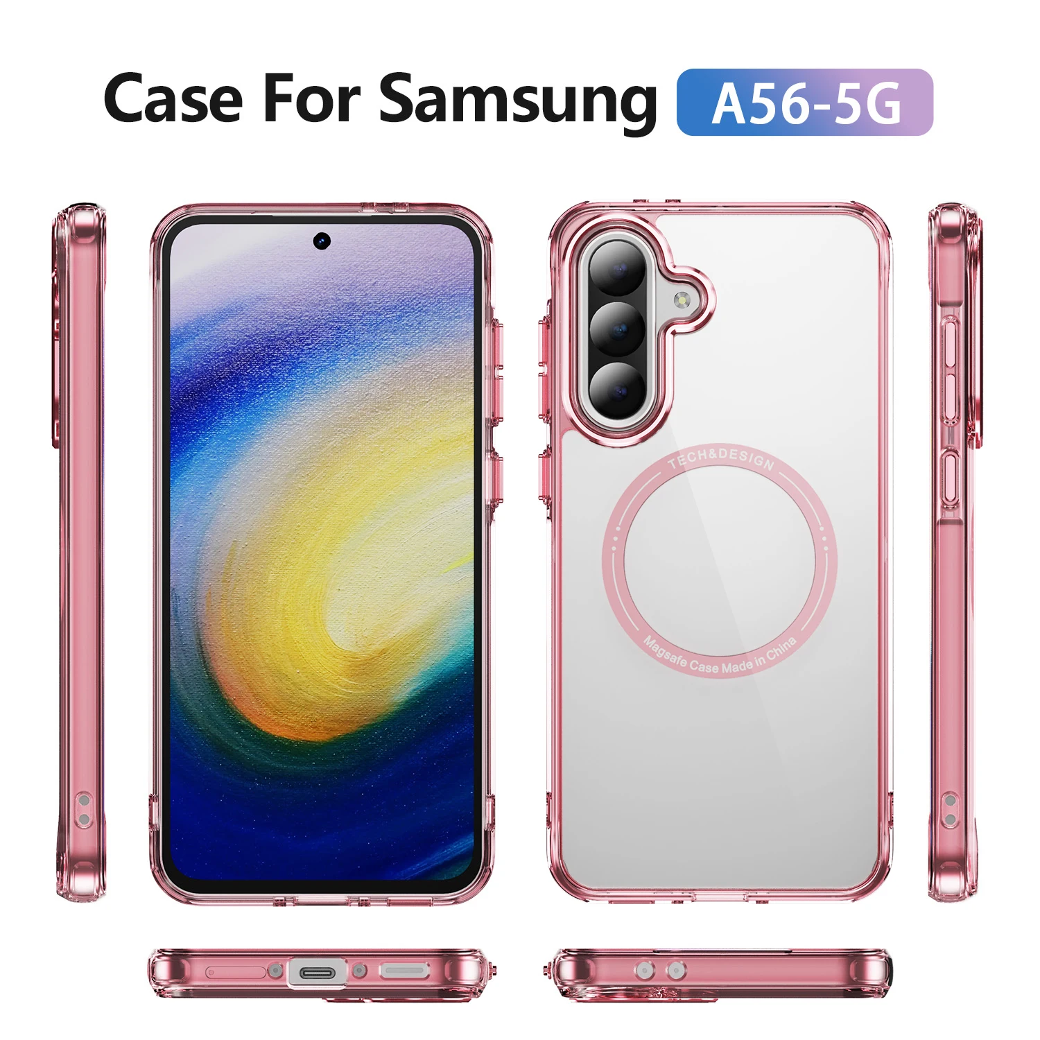 Funda transparente magnética para Samsung Galaxy S25 Ultra S24 Plus S23 A56 A55 A15 para Magsafe mate delgada cubierta a prueba de golpes - imagen 5