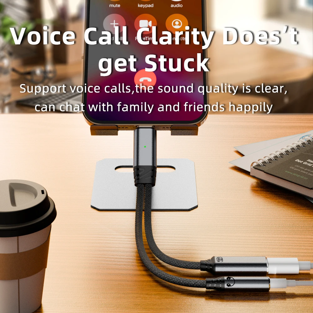 PD 100W tipo C a 3,5mm a auriculares Audio Aux Jack Cable adaptador 2 en 1 USB C divisor tipo C Cable cargador de auriculares para iPhone 16 - imagen 4