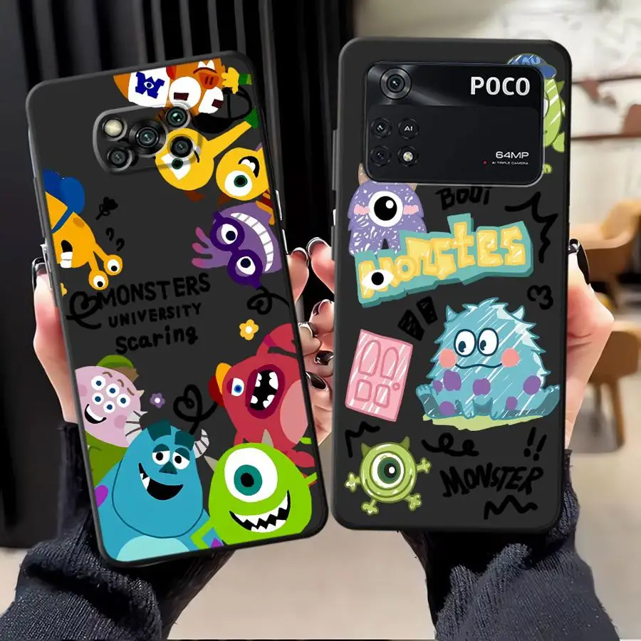 Funda de teléfono suave negra de dibujos animados de Disney Monsters Inc para Xiaomi Poco C75 C50 X3 X4 X5 X7 Pro F1 M5 C40 M3 M4 M7 Pro C61 C71