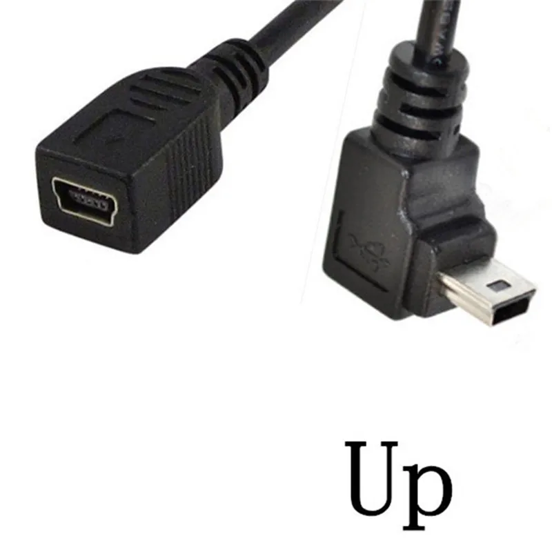 Up Down Left Right Angle 90 grados Mini USB 2,0 5 pines macho a hembra Cable adaptador de sincronización de datos enchufe Mini conector USB 0,25 m - imagen 3
