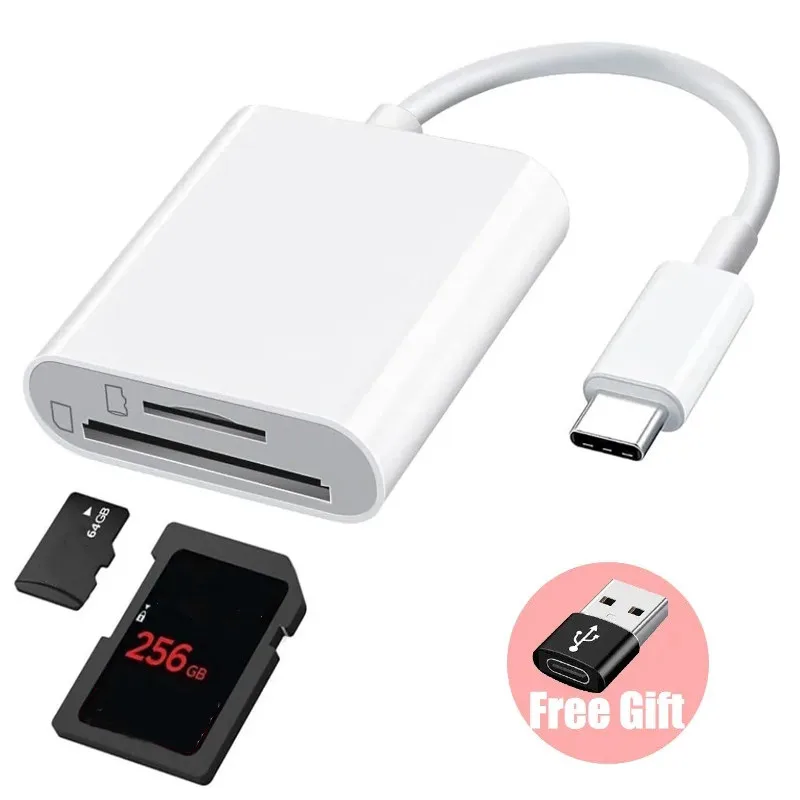 Lector de tarjetas 2 en 1 tipo C lector de tarjetas de memoria SD TF adaptador USB C OTG transmisor de datos de alta velocidad para Macbook Huawei Samsung