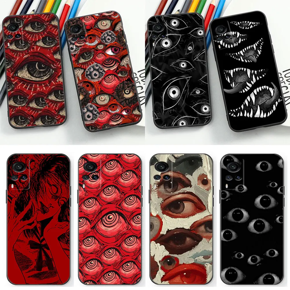 Funda de teléfono con cara de ojo rojo escalofriante para VIVO, V29, V29E, V27, V27E, V25, V23, V23E, V21, V21E, V20, X90, X80, X70, X60, X50 Pro, 5G, Cqoue