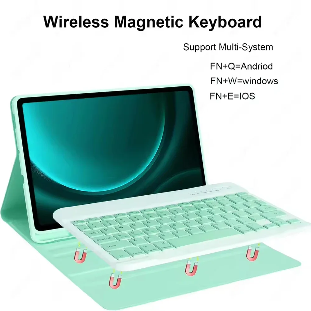 Funda con teclado para Samsung Galaxy Tab A9 Plus A7 10,4 A8 10,5 S6 Lite S7 S8 11 S9 FE teclado inalámbrico accesorios para Ipad - imagen 4