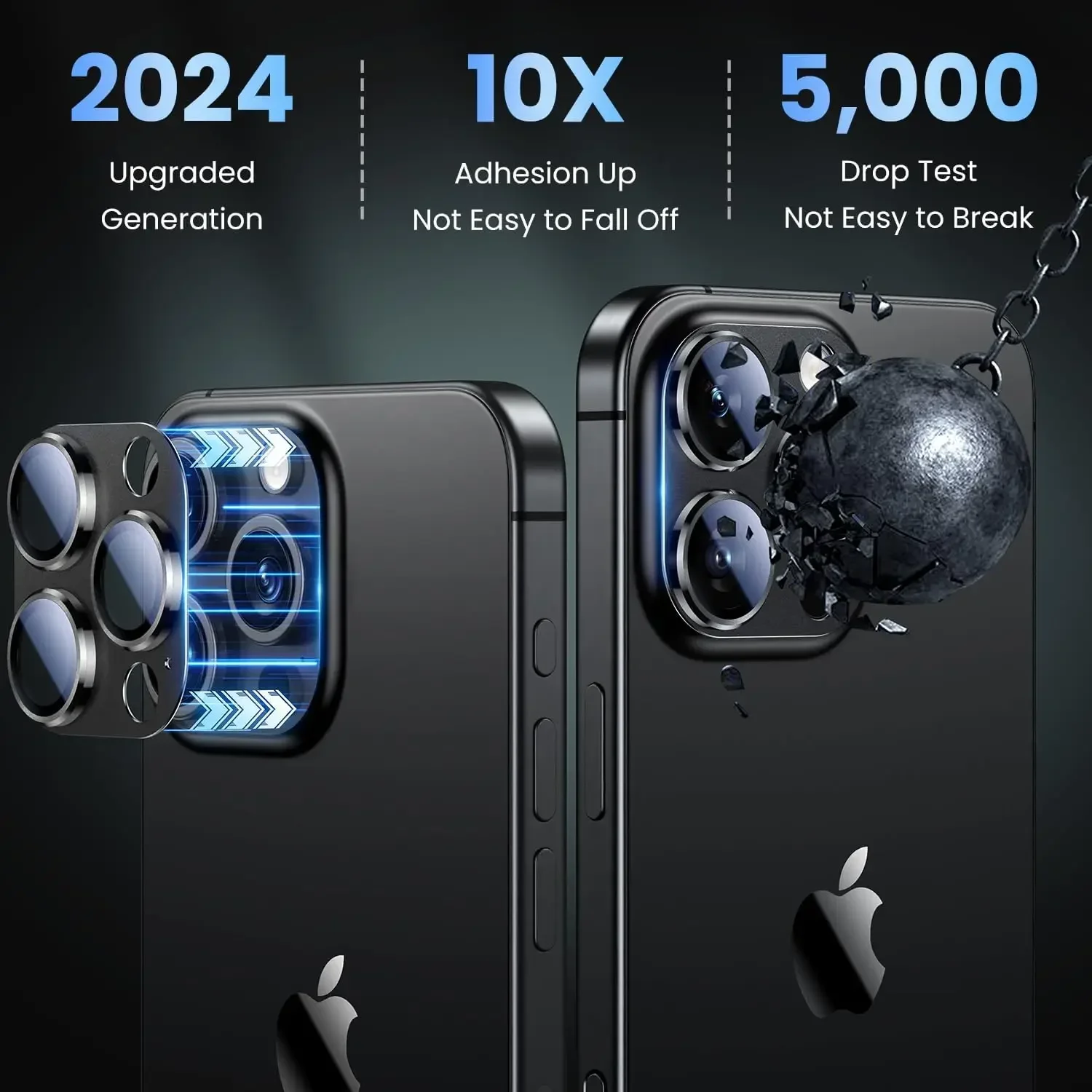 Protector de lente de cámara de Metal 3D para iPhone 11 12 13 14 15 16 Pro Max 13 12 Mini 14 15 16 Plus película transparente HD de vidrio templado para cámara - imagen 2