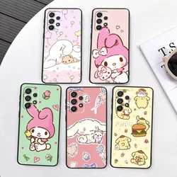 Sanrio Cinnamoroll Pochacco para Samsung, A53, A52, A33, A32, A51, A71, A21S, A13, A73, A55, A22, A23, A35, A72, A54, A12, 5G, negro suave