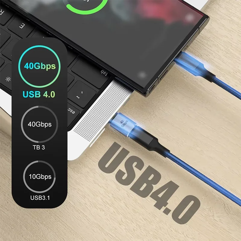 Conector de cargador USB 4,0 PD 100W 8K 60Hz para Macbook 40Gbps adaptador USB C OTG de alta velocidad en forma de U ángulo recto macho a hembra - imagen 2