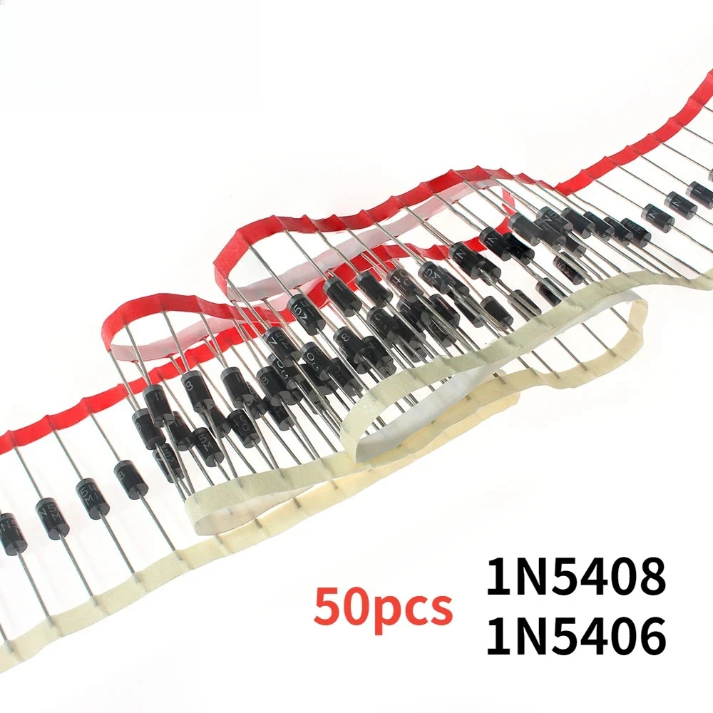 50 Uds diodo rectificador 1N5406 1N5408 DO-27 3A 600V 1000V componentes electrónicos de diodo rectificador - imagen 2